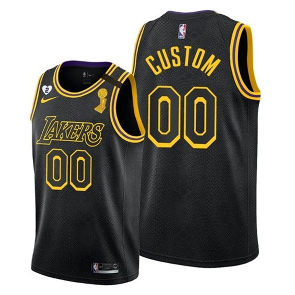 Men's Los Angeles Lakers 2020 Customized Black NBA Finals Champions With Gigi Patch Stitched Jersey